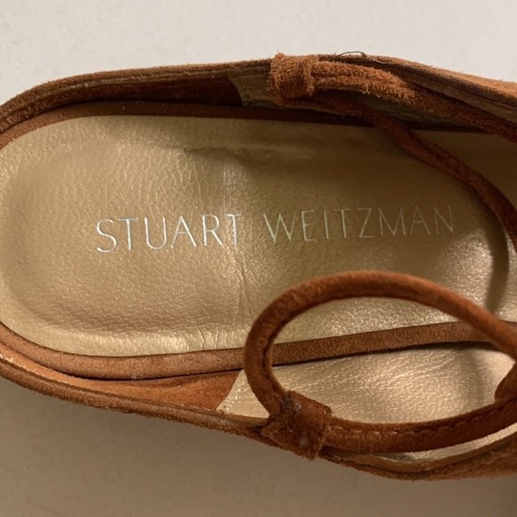 Stuart Weitzman Brown Stringdown Suede Lace Up Mules - Picture 9 of 11